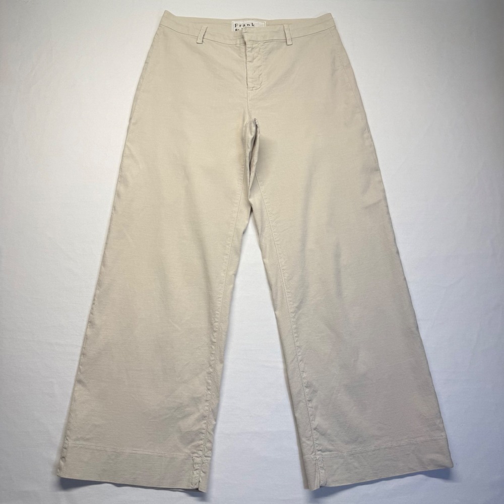 Frank & Eileen Wexford Wide Leg Pants 6 Beige Women Cotton Flax Linen USA